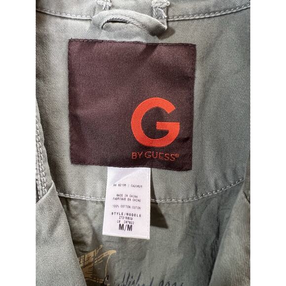 G By Guess Womens Distressed Military Jacket Size M Green 90S Grunge Androgynous - Picture 3 of 10